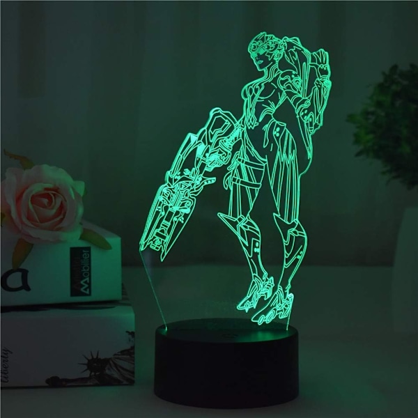 Widowmaker Fargerike LED-lys 3D nattlys USB bordlampe 7 farger berørings-/fjernkontroll 16 farger Mote hjemmedekorasjon Kreative barneggaver