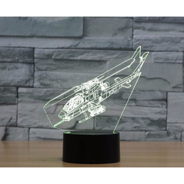 3D Helikopter Fjärrkontroll 16 Färger Nattlampor Illusion Akryl LED Bord Sänglampa Barn Sovrum Skrivbords Dekoration Födelsedagspresenter Leksak för Barn