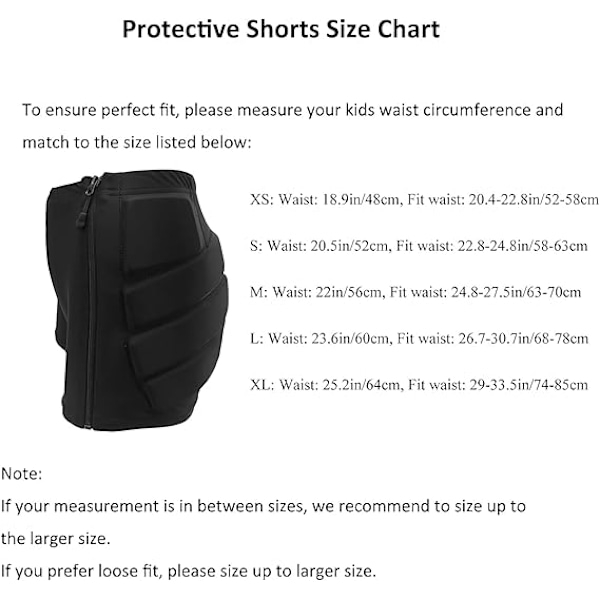 Skyddande Vadderade Shorts för Skridskoåkning, Snöbräda Impact Shorts för Skidåkning, Höft Stjärt Skyddande Pads för Barn M