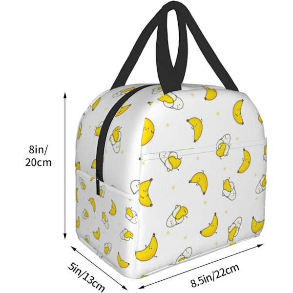 Gul Kawaii Banan Unisex Måltidspose, Vanntett, Smussbestandig, Lett, Fortykket Håndtak, Oppgradert Glidelås, 8x5 Tommer Yellow Kawaii Banana One Size