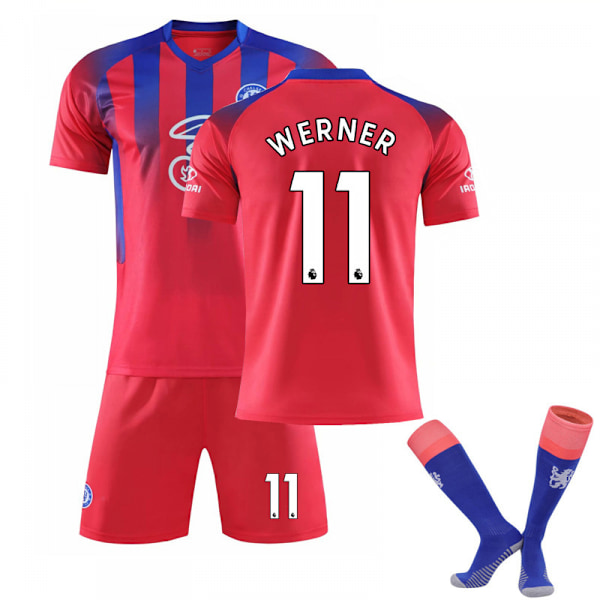 20/21 Chelsea 2 vieraspaita setti lapsille aikuisille jalkapallo jalkapallopaita harjoituspaita puku No.11 WERNER 26