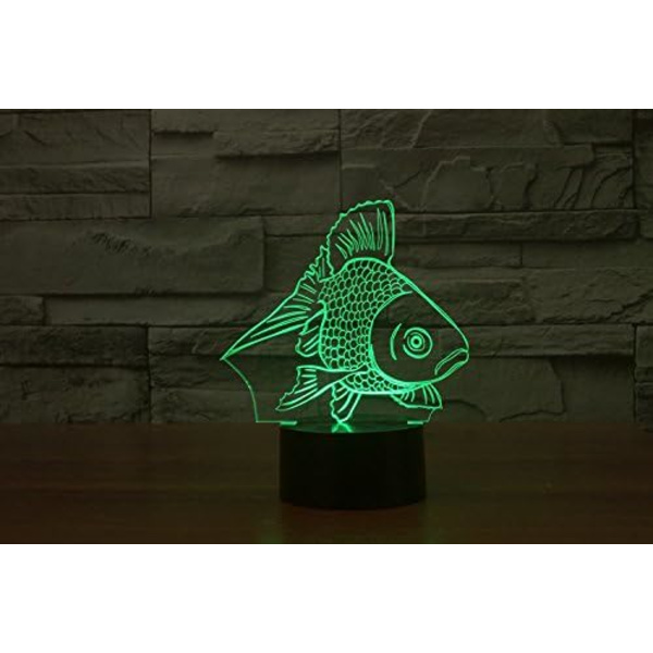 3D Guldfisk Fjernbetjening 16 Farve Natlys Illusion Akryl LED Bord Sengelampe Børneværelse Skrivebords Dekoration Fødselsdagsgaver Legetøj til Børn