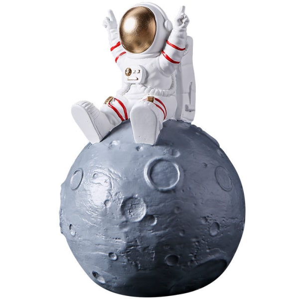 Säästöpossu, Astronautin lelut Planet Coin Bank Resin Money Jar kanssa avaruussisustukseen, Spaceman säästöpossu pojille tytöille aikuisille (punainen)