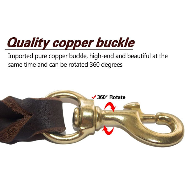 Læderhundesnor 6 ft x 1/2 tommer, Heavy Duty Hundesnor, Stærk Robust Ægte Læder Flettet Hundesnor, Blød og Komfortabel Læderhundesnor til Med Brown1 6 ft x 1/2 inch