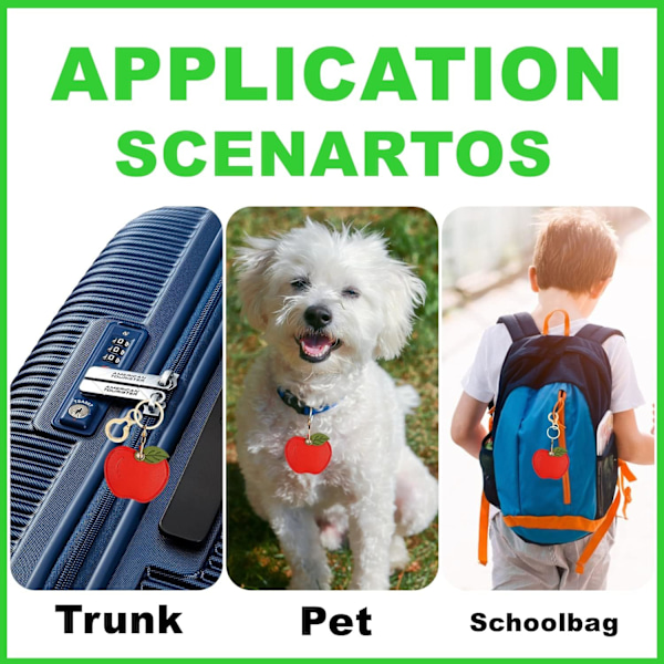 Læder nøgleringholder etui kompatibel med Apple AirTag, sød beskyttende Air Tag cover med nøglering, anti-scratch finder GPS tracker etui til Red Apple