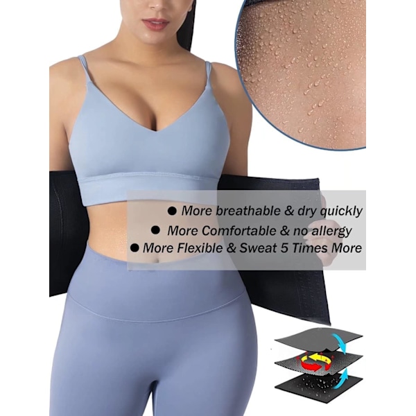 Neopren Taljetræner til Kvinder Slankning Body Shaper Talje Trimmer Cincher Svedbælte Gray Double Belt With Hook M