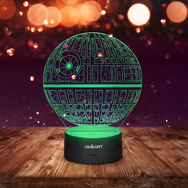 3D Lampe Illusjon Dødsstjerne Star Wars Lampe, Unik Bursdagsgave Star Wars Gaver til Menn, Perfekt Star Wars Dekor Nattelykter for Barn, Ideell Gave til St