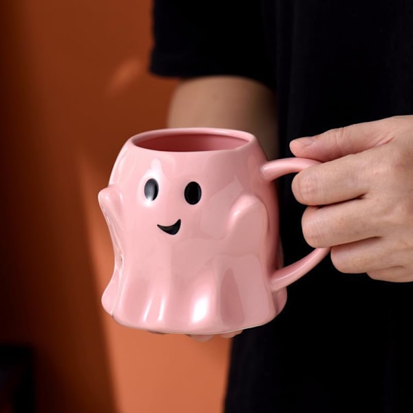 Nyhetsspennende Spøkelseskopp 3D Søt Keramikk Kaffekopp Perfekt for Bursdag Hvit Elefant Gaver til Kaffe Melk Te Elsker Pink