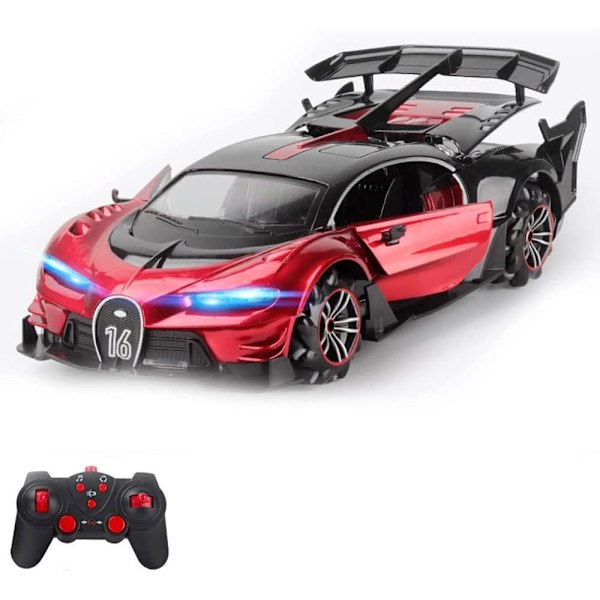 1/16 skala fjärrstyrd bil, RC bil öppna dörren med ett klick, 2,4 GHz elektrisk sportracing med LED-ljus racing hobbyleksaksbil för vuxna pojkar