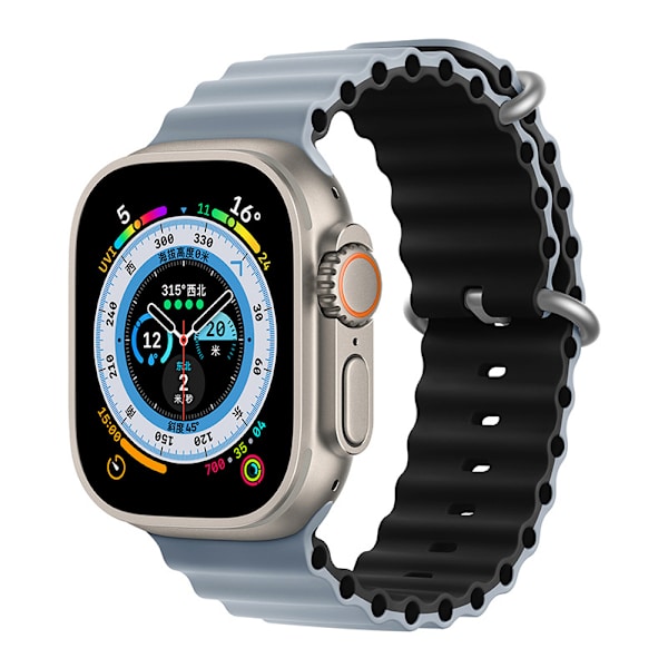 Apple Ocean -rannekke applewatch8/7/se/ultra -urheilukäyttöön tarkoitettu kaksiväri silikoninen iwatch-ranneke (38/40/41 mm)