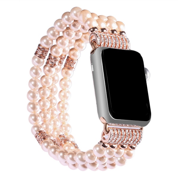 Armbånd til Pearl Apple Watch-remme 38/40/41mm, elastisk perlearmbånds-erstatningsrem til Iwatch Series SE 8/ 7/6/ 4/5/3/2/1