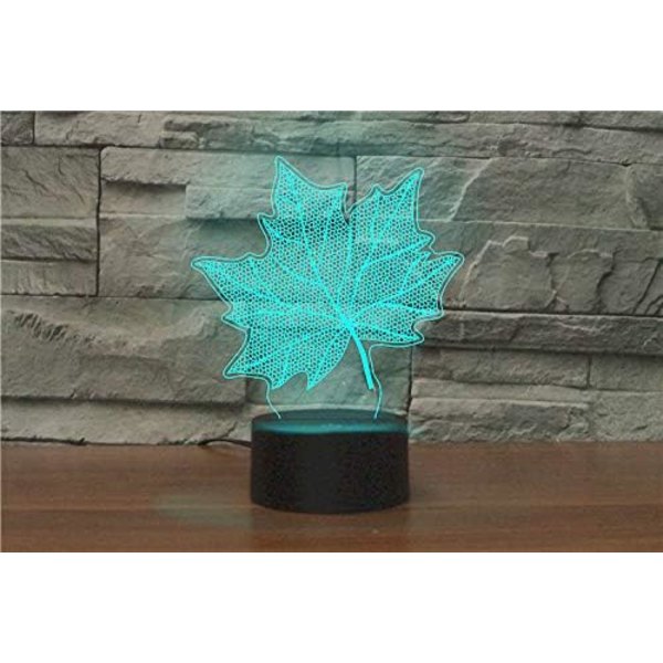 3D Lönnlöv Fjärrkontroll 16 Färger Nattlampor Illusion Akryl LED Bord Sänglampa Barn Sovrum Skrivbords Dekoration Födelsedagspresenter Leksak