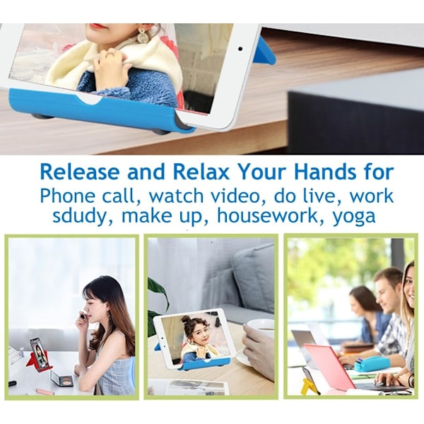 Mobiltelefonholder til skrivebord 2-pak Mobiltelefonholdere Desktop Tablet Stand, Foldable Phone Dock Universal Justerbar Tablet Stand til skrivebord Blue+Pink