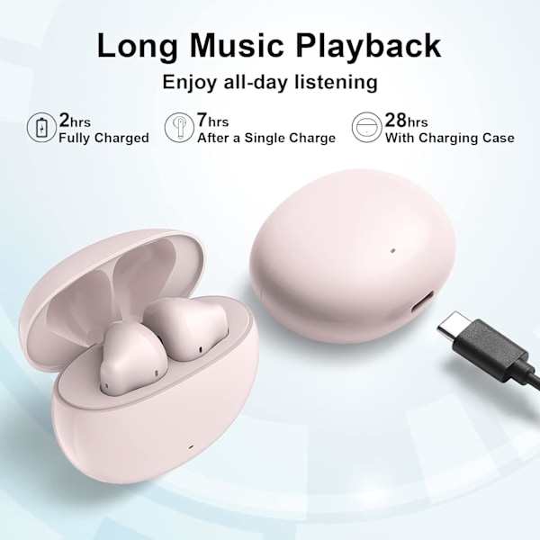 Edifier X2 Bluetooth -langattomat kuulokkeet mikrofonilla, kevyet stereo in-ear -kuulokkeet, 28 tunnin toistoaika latauskotelolla Pink