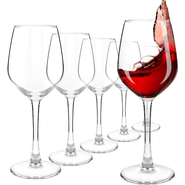 12oz vinglas set om 6, kristallvita vinglas, rödvinsglas set, vinglas med lång stjälk, vitt för fest, bröllop och hem. White