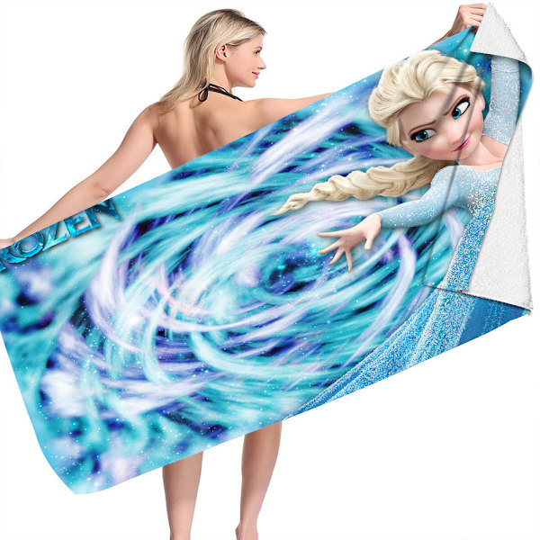 Disney Frozen Elsa flicka pojke Strandhandduk Mikrofiber Dubbelsidig Fleece Strandhandduk Simbadhandduk