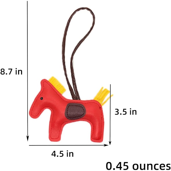 Lær dusk heste nøkkelring Lær sydd hest styling søt mote veske tilbehør Red