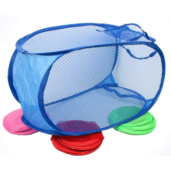 PLASTIFIC Foldable Pop Up Mesh Vaskeri Vasketøy Kurv Bag Bin Hamper Leke Ryddig Oppbevaring Organiser Vaskeri Net Bag Klær Vesker （1 vare Rosa）