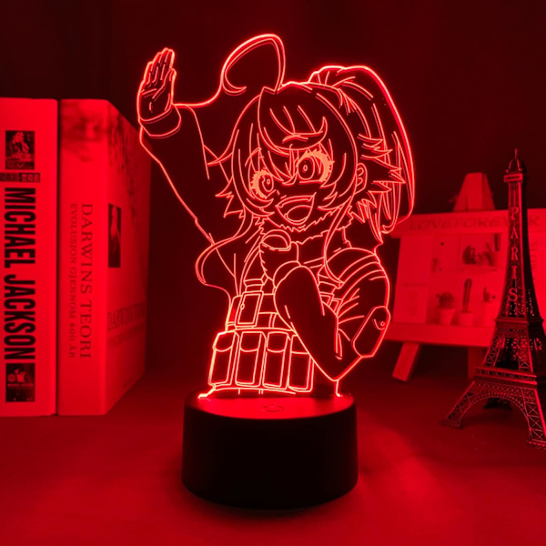 Anime LED-lys Tanya Degurechaff for barnerom dekorasjon bursdagsgave romdekorasjon bord 3D lampe 3D optisk illusjon nattlys PXJD