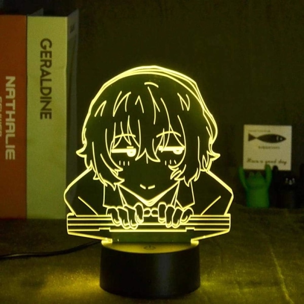 Anime Bungo Stray Dogs Osamu Dazai Lampe Kule 3D Illusions nattlampe Hjem Rom Dekor Akryl LED Lys Julegave Lamper (16 Farger med Fjernkontroll)