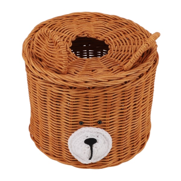 Tissue Box Cover Rottinkinen söpö karhunruskea kannella Helppo pääsy pyöreä, helppohoitoinen monipuolinen pidike-annostelija valokuvatarvikkeita varten