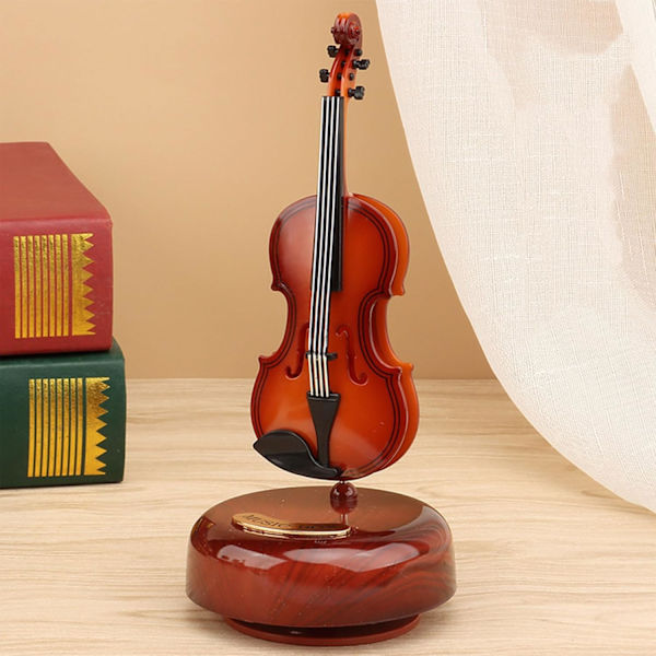 Violin Musikboks - Klassisk Musikboks Mini Replika Instrument Håndværk Dekoration Gave Håndværk Hjem Kontor Ornament