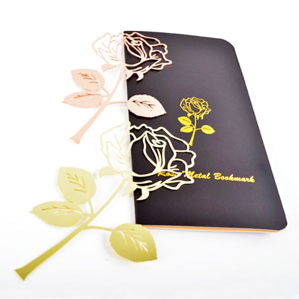2 stk. Metal Hule Rose Bogmærker Elegante Bogmærker DIY Kunst Håndværk Gaver til Hjem Kontor Skole (Guld, Rosenguld)