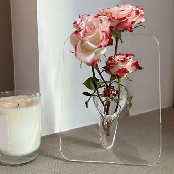 Konstfoto Ram Vas i Harts Multifunktionell Hydroponisk Blomvas för Kontor Hem Transparent White