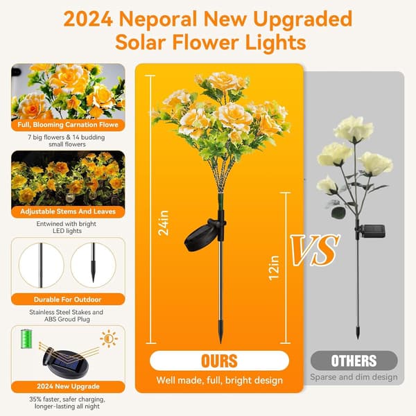 Dekorative udendørs solcellelamper, solcellelamper til haven med nellikeblomster, solcelleblomsterlamper til udendørs have, vandtætte IP65, solcellelamper til udendørs Purple2