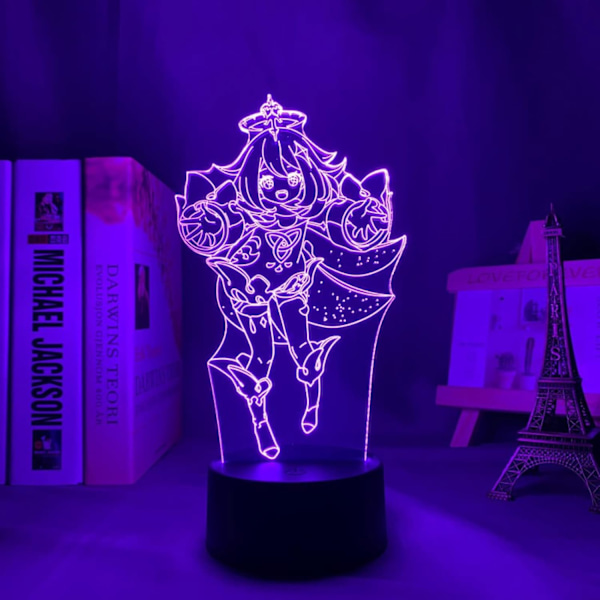 Anime Nattlampa Manga LED Nattlampa Genshin Impact Paimon NPC 3D Lampa Spel Fjärrkontroll 16 Färger ATTOE