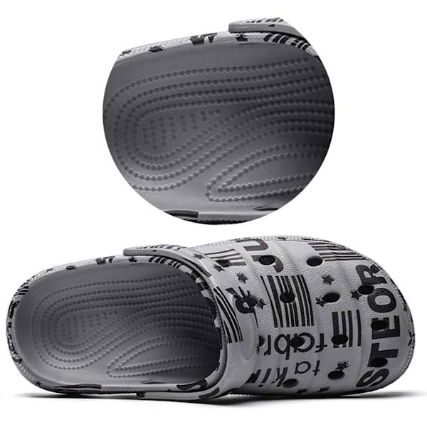 Herre- og damesko til havearbejde, sommersandaler, lette, skridsikre, gåsko, unisex-voksensko til pool, strand, have, køkken, bruser Grey 9.25inch 5.5 Women/4.5 Men