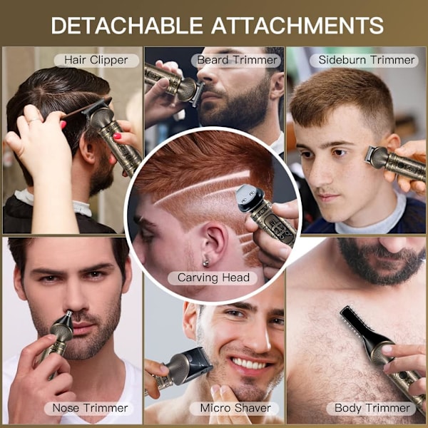 Skægtrimmer Kit Professionel Hårklipper Trimmer Zero Gapped T-Blade Trimmer Elektrisk Shaver Razor Næse Krops Trimmer til Mænd Trådløs Grooming Ki