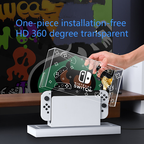 Transparent spelmaskin akryl dammskyddsfodral värdskydd dammskydd Nintendo Switc lysande basfodral