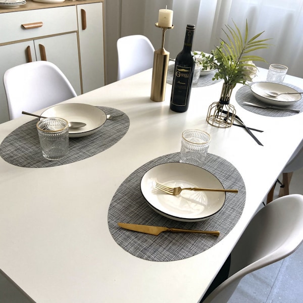 Underlägg Set om 4 Värme- Korsvävda halkfria isoleringsmattor för kök matbord, oval, 18\" x 12\"