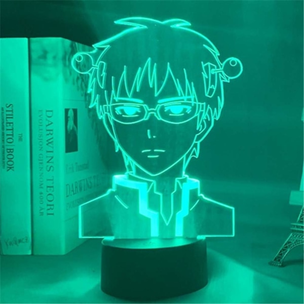 Anime-valo Saiki Kuson katastrofaalinen elämä - Yövalo lasten makuuhuoneen sisustukseen Värikäs yövalo Anime-lahja Kosketusohjaus 3D-lamppu Saiki Kusu