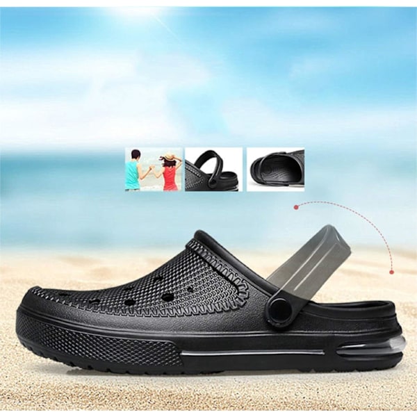 Unisex trädgårdsträskor Vattenskor Strandsandaler Tofflor Sandaler Luftkudde Lätt Bekväm Black 10.5inch 11 Women/10 Men