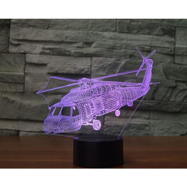 3D Helikopter Fjernbetjening 16 Farve Natlys Illusion Akryl LED Bord Natlampe Børneværelse Skrivebords Dekoration Fødselsdagsgaver Legetøj til Børn