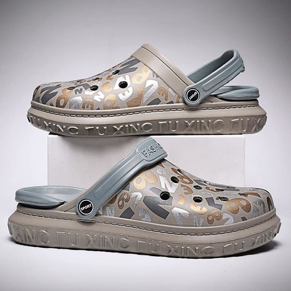 Herre og dame haveclogs, sommersandaler, lette, skridsikre vandresko, unisex voksenclogs til pool, strand, have, køkken og bad Grey 9inch 9 Women/8 Men