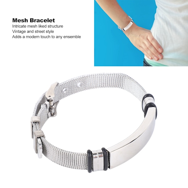 Unisex Rostfritt Stål Armband Justerbar Storlek Svettbeständig Stilrent Mesh Armband för Dagligt Bruk