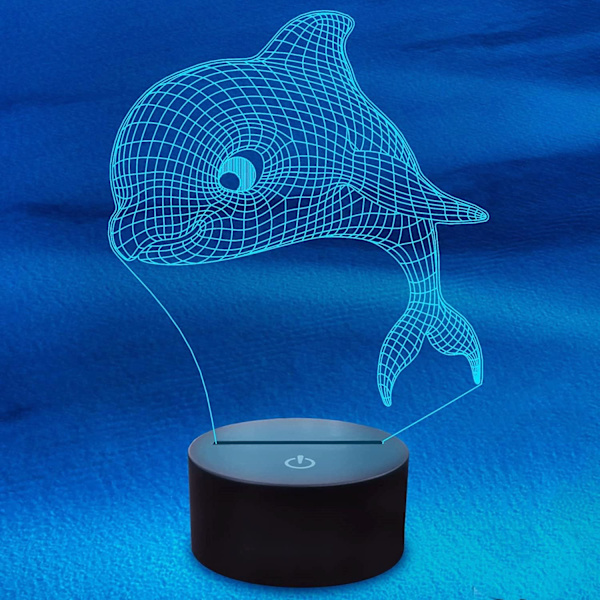3D Delfin Fisk Natlampe Bordsklampe Optisk Illusion Lamper 7 Farveskiftende Lys LED Bordlampe Julegave Hjem Kærlighed Fødselsdag Børn Dekoration Legetøj Gave