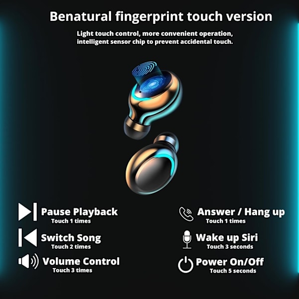Langattomat kuulokkeet langattomalla latauskotelolla, LED-virranäyttö, syvät bassot, vedenpitävät Bluetooth-kuulokkeet mikrofoneilla, puheluiden melunvaimennus