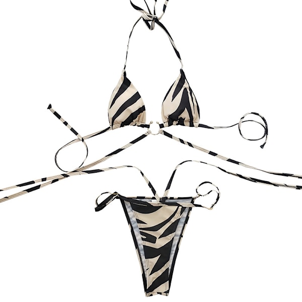 Dames Bikini Underwire Push Up Badedragt Høj Skåret Sexet Badedragt, Zebra-Stribet