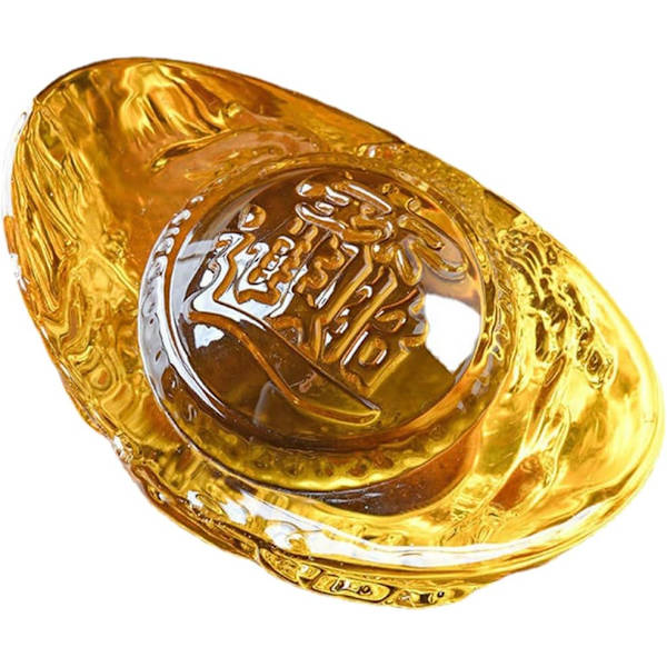 Krystal Lykke Ingot Krystalfigurer Feng Shui Krystal Yuan Bao Krystaludskæring Ingot Guldton Ingot Dragon Yuan Bao Dekoration Ornament Krystal
