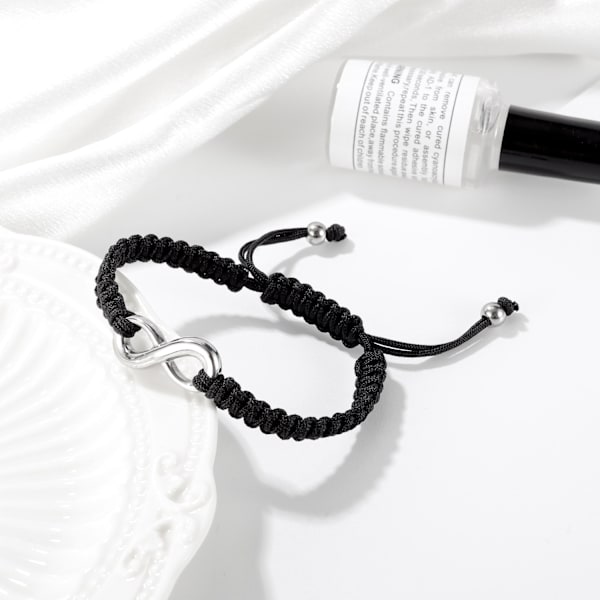 2PCS Rustfritt Stål 8 Infinity Par Armbånd Flettet Lær Tau Armbånd Justerbar Kjede Passer 7-9 Tommer for Elsker Vennskap