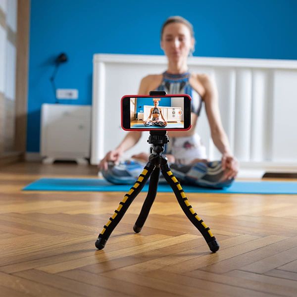 Mobiltelefonstativfäste, smartphone-stativ mobiltelefonhållare monteringsadapterklämma, digital kamerahållare selfie-objektiv monopod justerbar ring Black