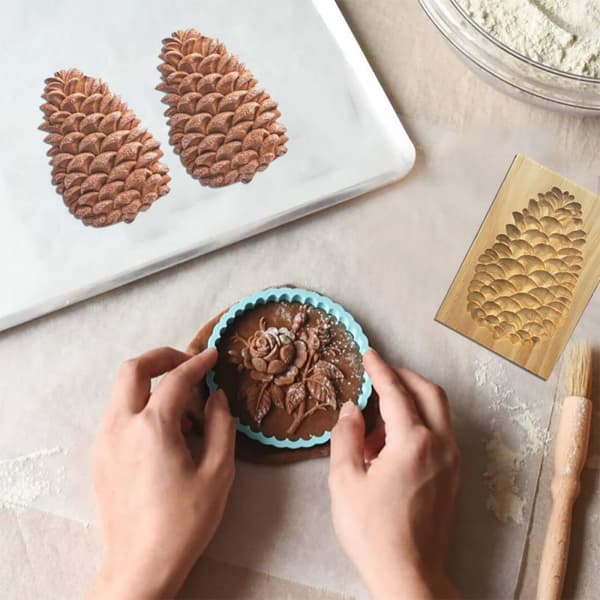 Kakeform i tre 3D-kakeform Kakeform Kutter for kakeavtrykk Preging DIY Bakeverktøy