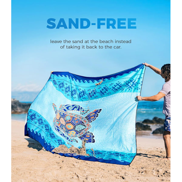 Strandteppe Vanntett Sandtett, 210*210cm Ekstra Stort, Mykt og Robust, Lett Vekt og Bærbart, Perfekt for Strandferie, Fa