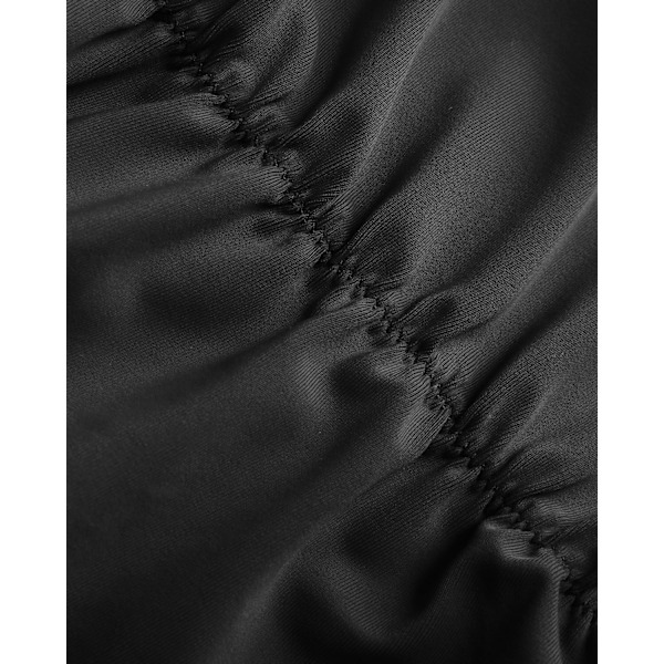 WJSM Damtriangel Bikini String Baddräkt Tryck Tie Smocked Ruched Tvådelad Baddräkt Set Black1 L