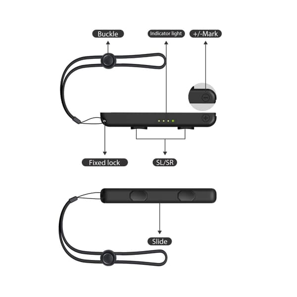 Kompatibel med Switch Joycon, en erstatning for Switch 2-delt Joycon-rem, med justerbar stramhed (sort)