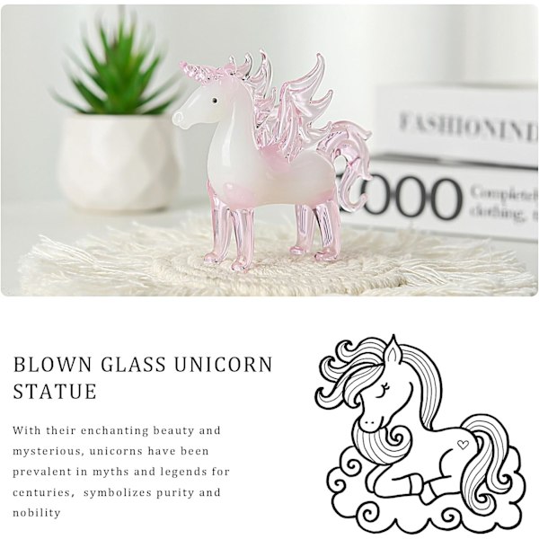 Krystal Pink Unicorn med Vinger Dyrefigurer, Håndblæst Glas Unicorn Gave til Piger og Kvinder Hjemmeindretning